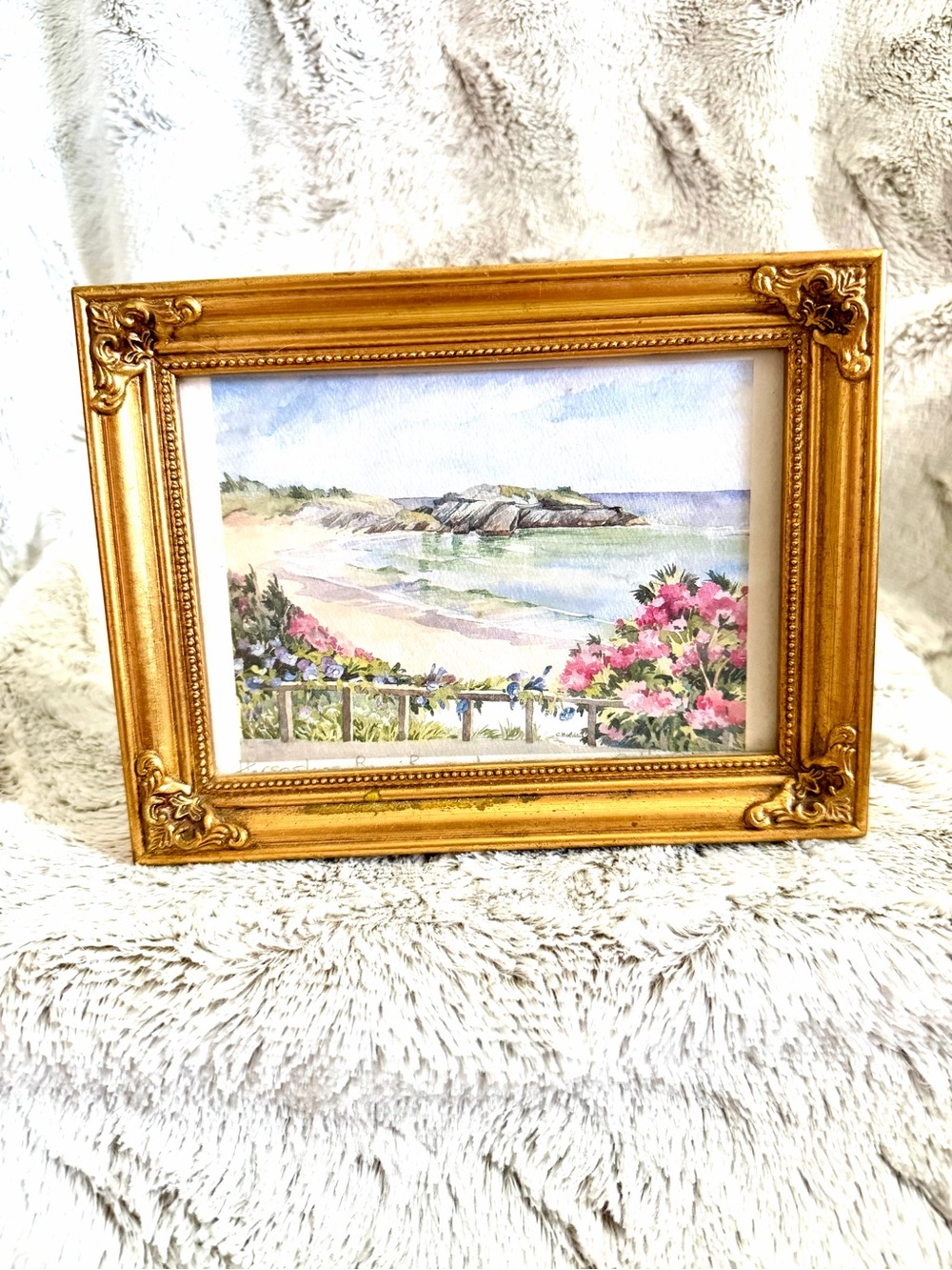 Gold Ornate Coastal Framed Art Print